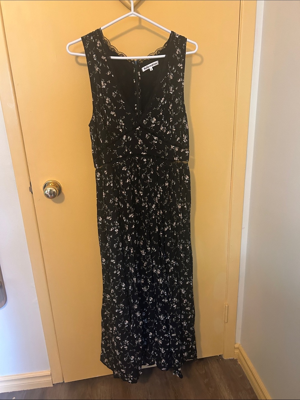 Reformation black floral zaid dress